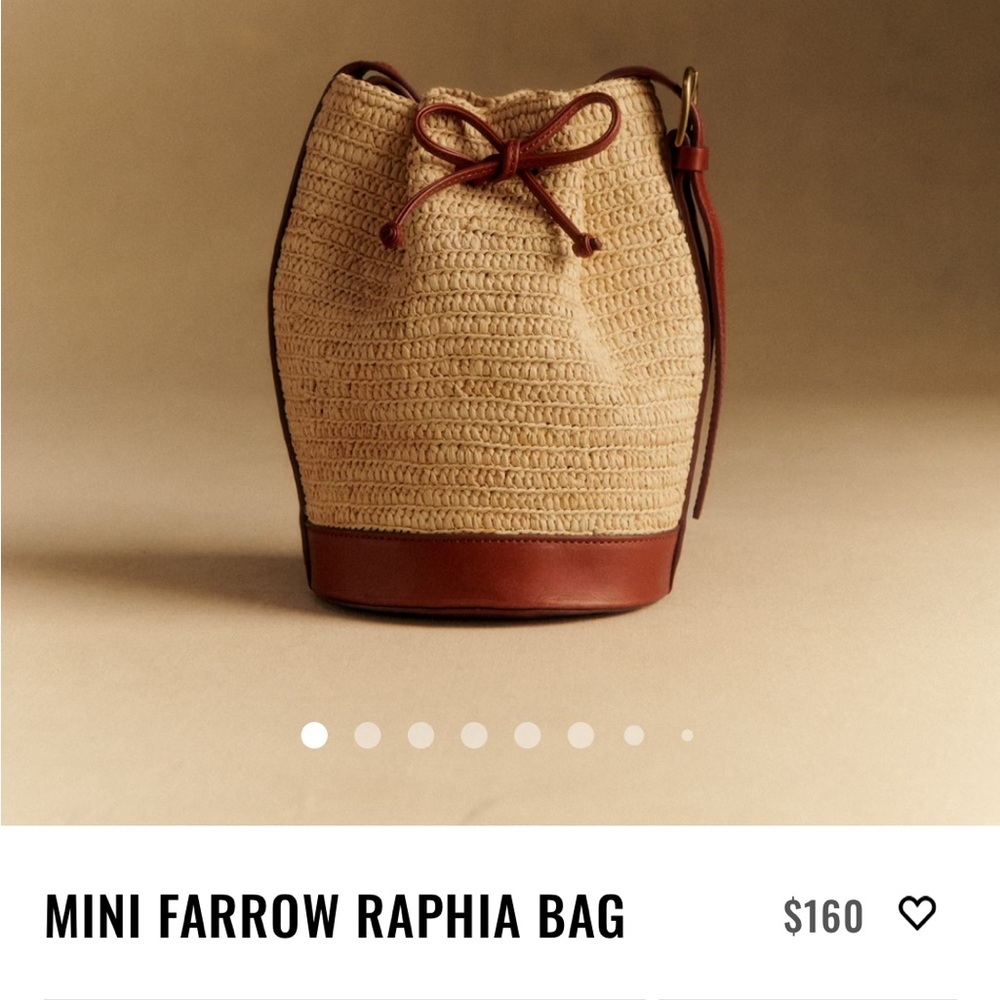 Sezane Mini Raphia Bag - Cream and Brown